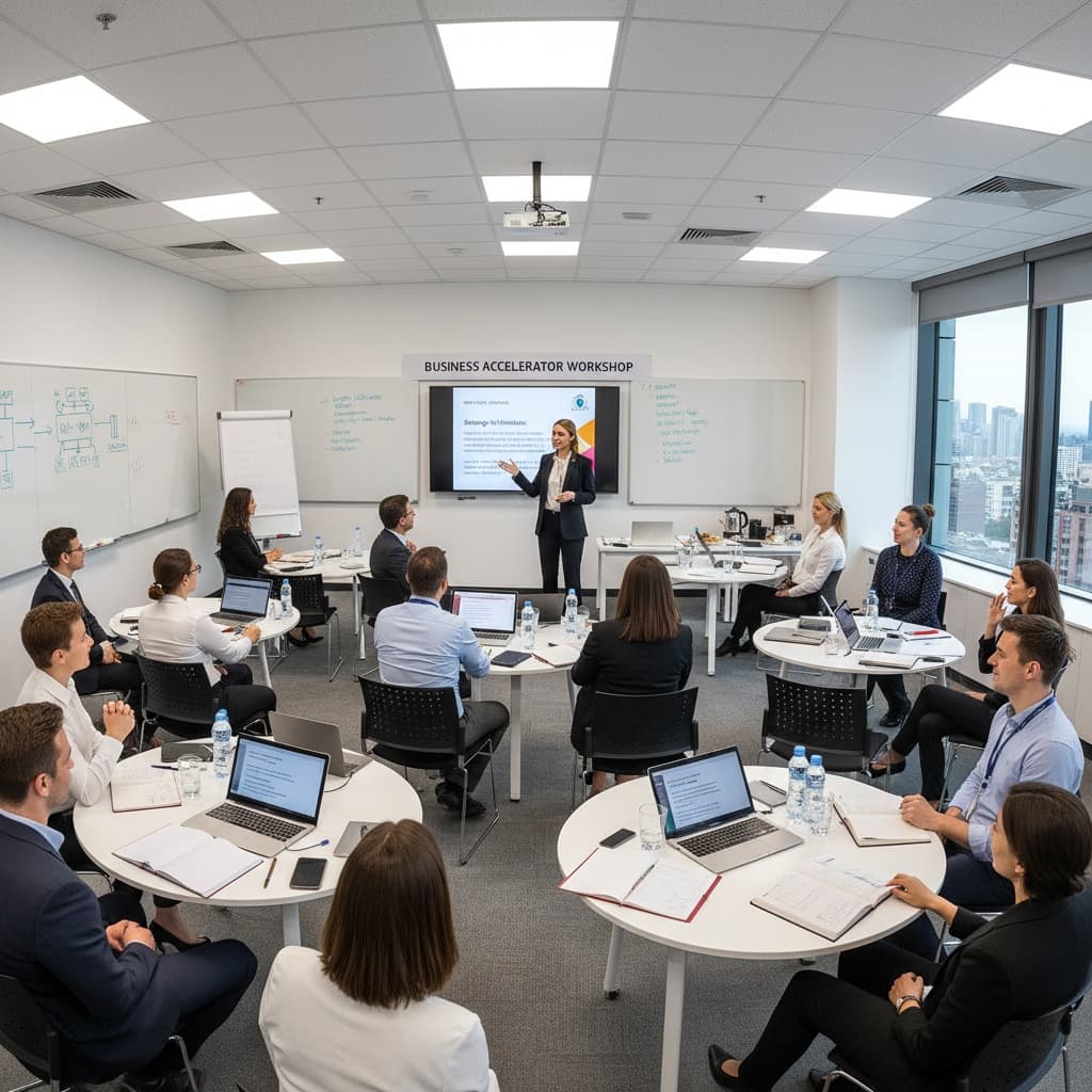 Professional management consulting boardroom and dashboards