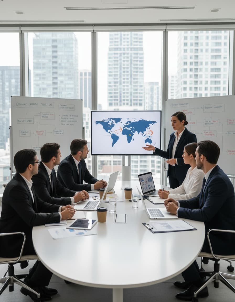 Consulting professionals reviewing reports